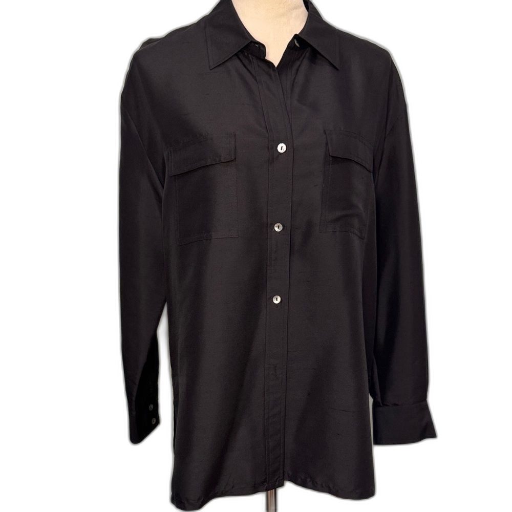 Vintage Robbie Bee Silk black blouse Size M